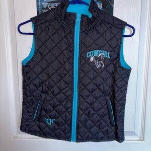 Cowgirl Kids Quilted Vest - Black and Blue